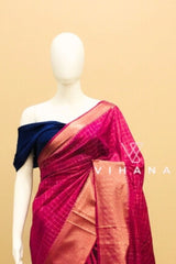 Magenta Mangalagiri Kota Silk Saree