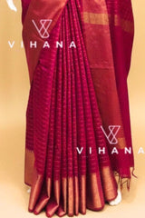 Magenta Mangalagiri Kota Silk Saree