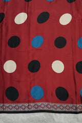 Deep Maroon Polka Dot Satin Modal Silk Saree