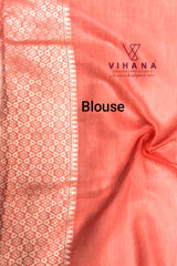 Peach Cotton Linen Saree
