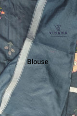 Blueish Grey Kota Doria Organza Silk Saree