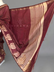 Tussar Silk Saree Paisley Motif-VS517