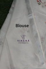 White Kota Doria Organza Silk Saree