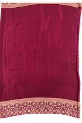 Magenta Semi Modal Silk Saree with Ajrakh Border