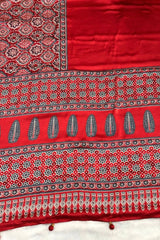 Chilly Red Modal Satin Silk Saree