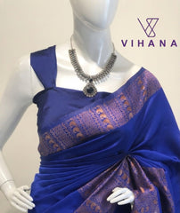 Semi Soft Silk Saree Royal Blue Color-VS520