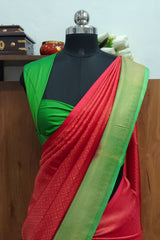 Perfect Red and Green Soft Semi Silk Saree