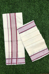 Kerala Cotton Set Mundu with Wave Pattern