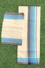 Elegant Mulloth Set Mundu with Multi colored Stripes Border Designs
