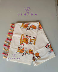 Kerala Set Saree with Floral Print Design