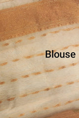 Kanjivaram Inspired Light Peach Cotton Linen Saree
