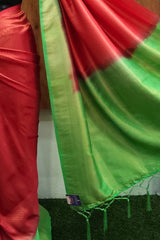 Perfect Red and Green Soft Semi Silk Saree