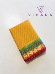 Pure Chettinad Cotton Check Zari Border Saree-VS516