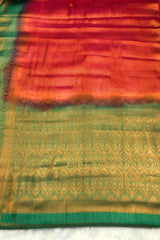 Perfect Red and Green Soft Semi Silk Saree