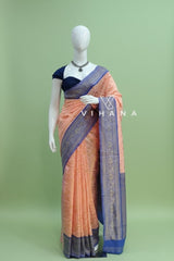Peach Pink Soft Semi Silk Saree