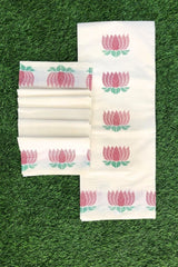 Kerala Cotton Set Mundu with Lotus Print