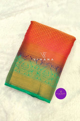 Perfect Red and Green Soft Semi Silk Saree