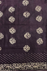 Dark Wine Kota Silk Katwar Batik Print Saree