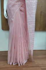 Baby Pink Organza Saree