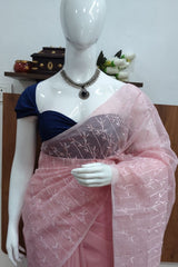 Baby Pink Organza Saree