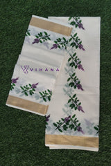 Kerala Cotton Set Mundu With Thulasi Kathir Prints