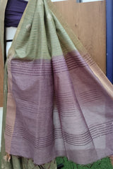 Pastel Green-Dusty Mouve Bhagalpuri Silk Saree