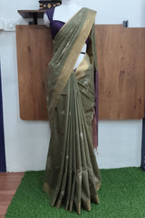 Pastel Green-Dusty Mouve Bhagalpuri Silk Saree