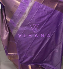 Royal Purple Soft Silk Saree With Lavender Contrast Border-VS278