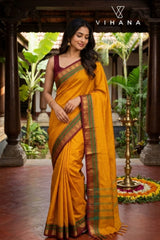 Pure Chettinad Cotton Check Zari Border Saree-VS516
