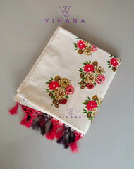 Kerala Set Saree with Floral Print Design