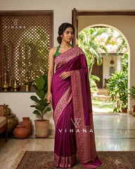 Semi Modal Silk Saree Magenta Color-VS286