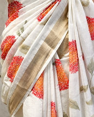 Linen Off-White Color Saree – VS523