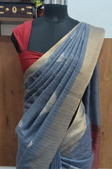 Blueish Grey Bhagalpuri Silk Saree
