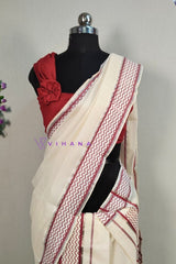 Kerala Cotton Set Mundu with Wave Pattern