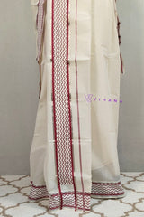 Kerala Cotton Set Mundu with Wave Pattern