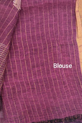 Magenta Linen Cotton Jamdhani Weave Saree