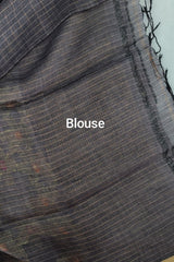 Grey Linen Cotton Jamdhani Weave Saree