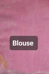 Light Pink Linen Cotton Jamdhani Floral Weave Sareee