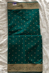Premium Pure Handloom Cotton Saree Peacock Green and Red Elegance