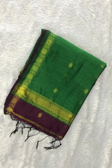 Innovative Dark Wine Maheswari Silk Cotton Saree