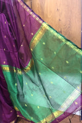 Innovative Dark Wine Maheswari Silk Cotton Saree