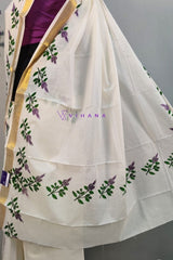 Kerala Cotton Set Mundu With Thulasi Kathir Prints