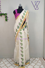 Kerala Cotton Set Mundu With Thulasi Kathir Prints