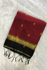 Earthy Black Maheswari Silk Cotton Saree