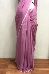 Dusty Mauve Mul Cotton Saree