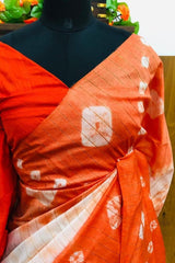 Regal White-Orange Kota Semi Tussar Bandini Tie & Dye Saree