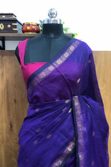 Rich Violet Maheswari Silk Cotton Saree