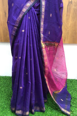 Rich Violet Maheswari Silk Cotton Saree