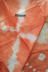 Regal White-Orange Kota Semi Tussar Bandini Tie & Dye Saree