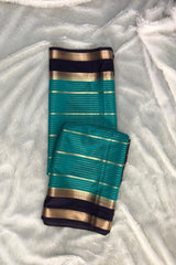Ocean Teal-Blue Semi Mysore Silk Saree